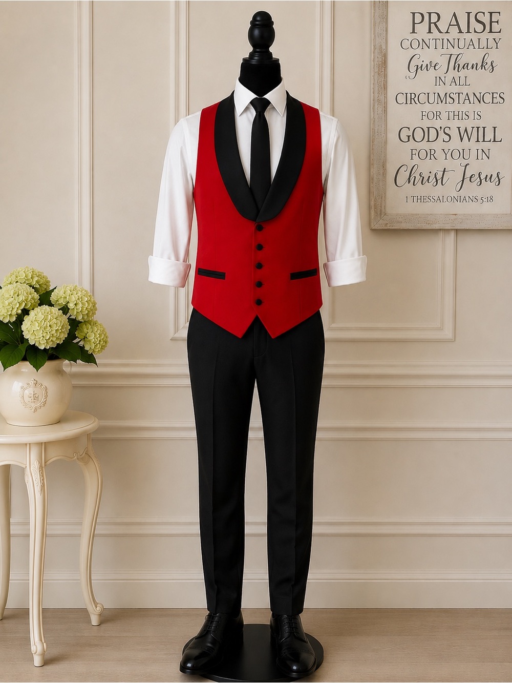 Men’s Bryan Michael’s Formal Suit Vest Red and Black 46 Long
